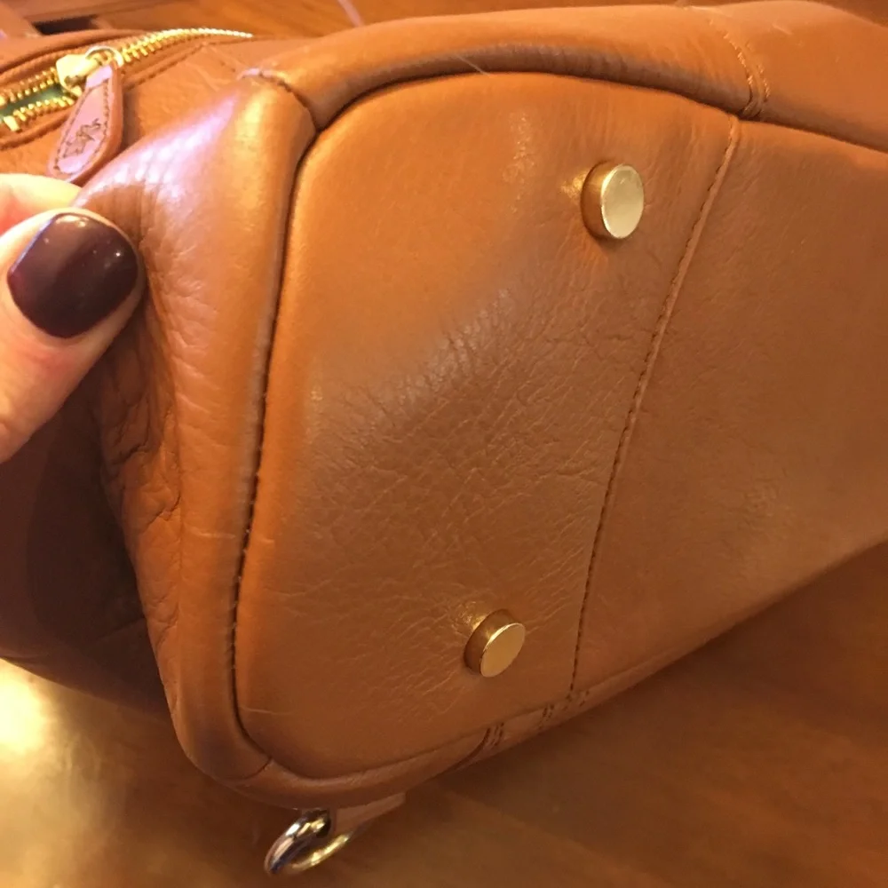Tan Leather Diaper Bag by Lily Jade